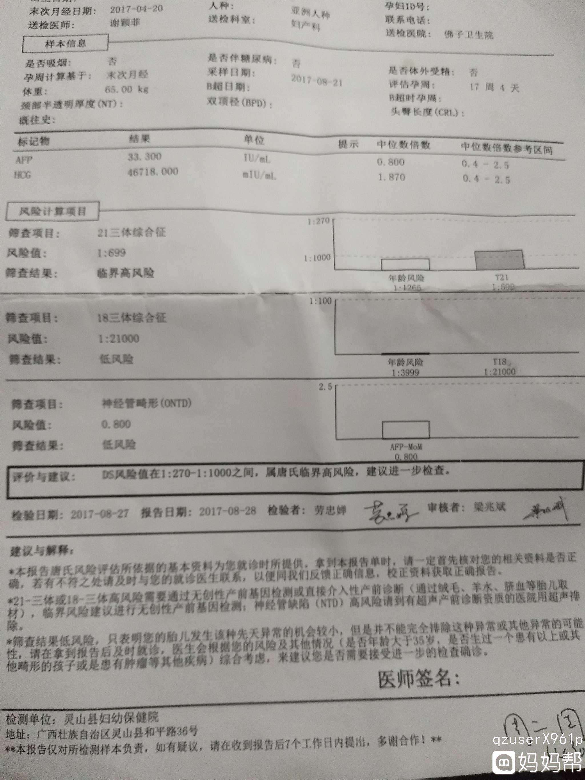 孕周偏小唐筛会高风险吗-怀孕中期唐筛检查高风险有没有什么问题