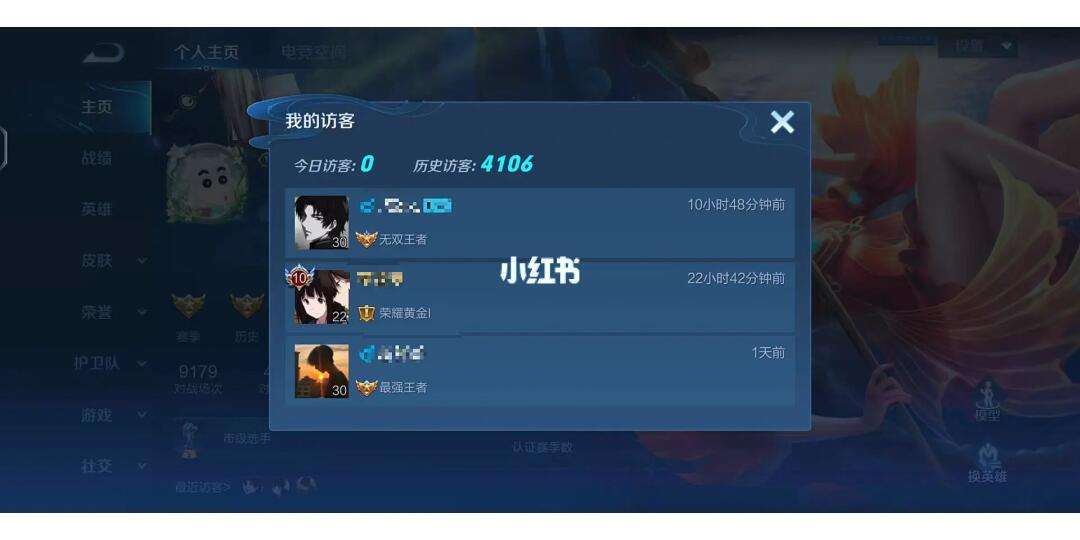 王者荣耀主页没访客记录-为什么王者荣耀访客记录没有显示全部